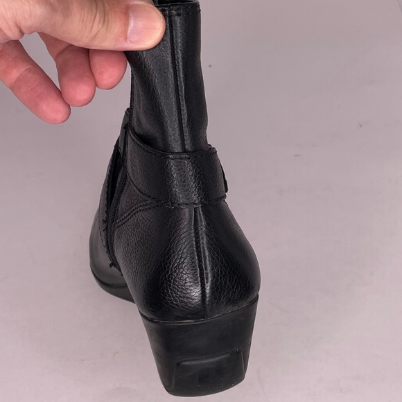 Anne Klein Sport Wedge Booties Women Sz 9 Montague Black Leather Silver Buckle - Picture 3 of 15